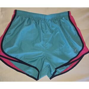 Lot Of 2 Nike Lined Run/workout Shorts Large Adult Women Blue/pink White/green